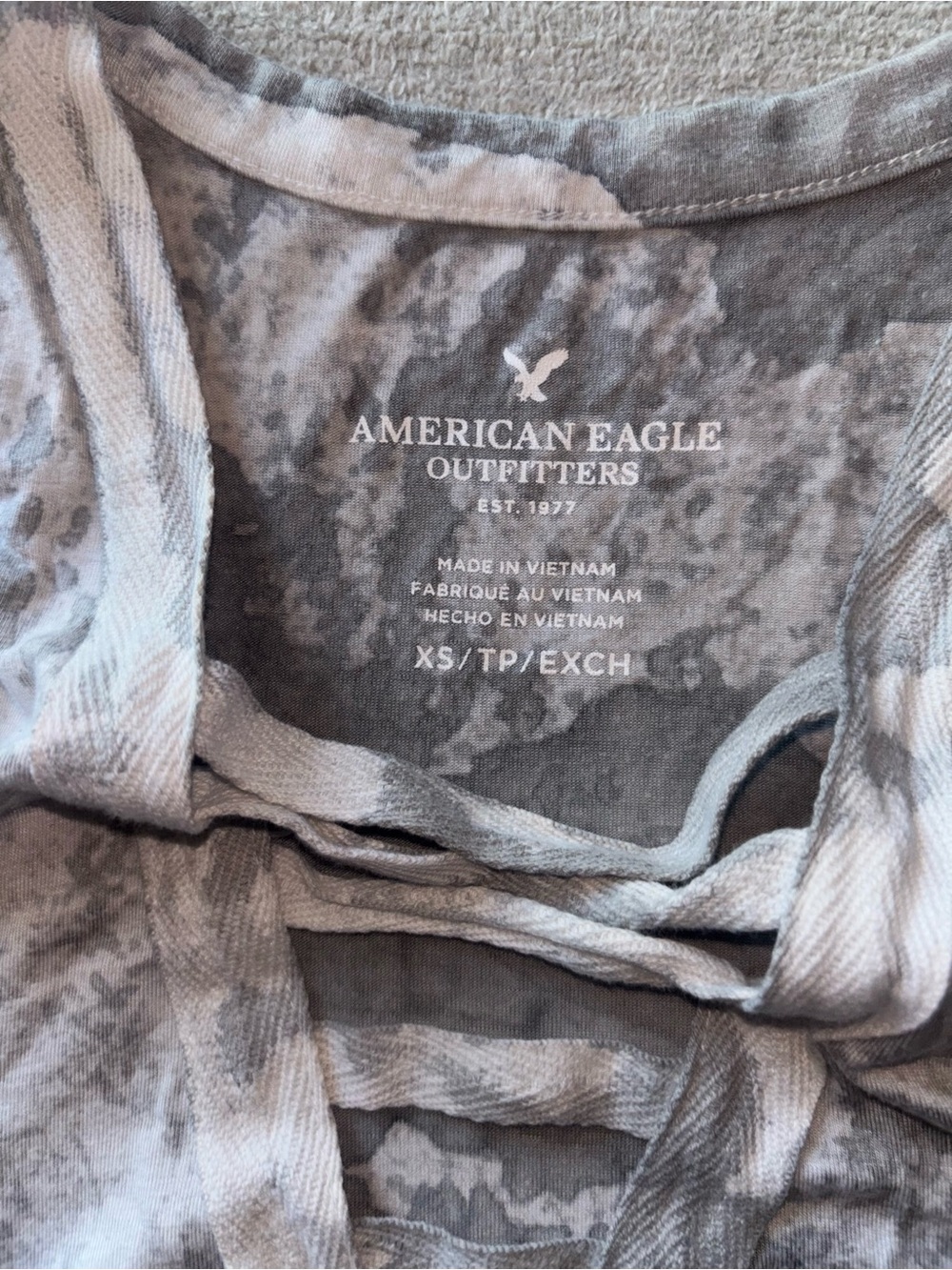 American Eagle Gray Stonewash Ladder Back Tank Top XS | Boho Festival Flowy Tank - Picture 4 of 5
